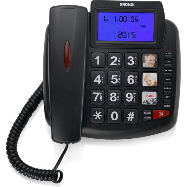 brondi bravo90lcd/nero telefono fisso vivavoce con filo display lcd con tasti grandi colore nero - bravo 90 lcd