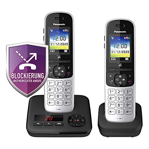 Panasonic draadloze telefoon KX-TGH7, 2 telefoons + antwoordapparaat, zwart-zilver
