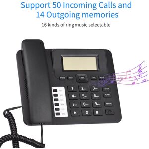 TOMTOP JMS Black Corded Phone Desk Landline Phone Telephone DTMF/FSK Dual System Support