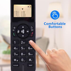 Bisofice Expandable Cordless Phone Telephone with LCD Display Caller ID 50 Phone Book Memories