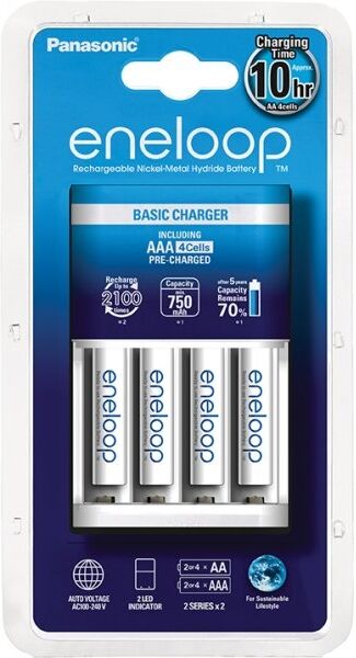 Panasonic Chargeur Eco + 4 Accus Eneloop LR3 (AAA) 750 mAh