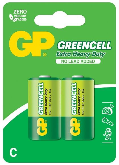 Gp Blister 2x Pilhas Greencell R14 / C - Gp