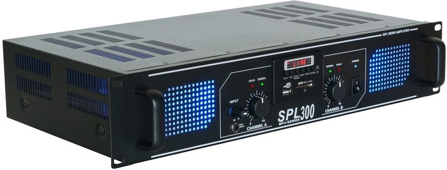 Spl Amplificador Pa 2x 150w 19" Mp3/usb/sd + Eq (spl 300mp3) Leds Azuis - Spl