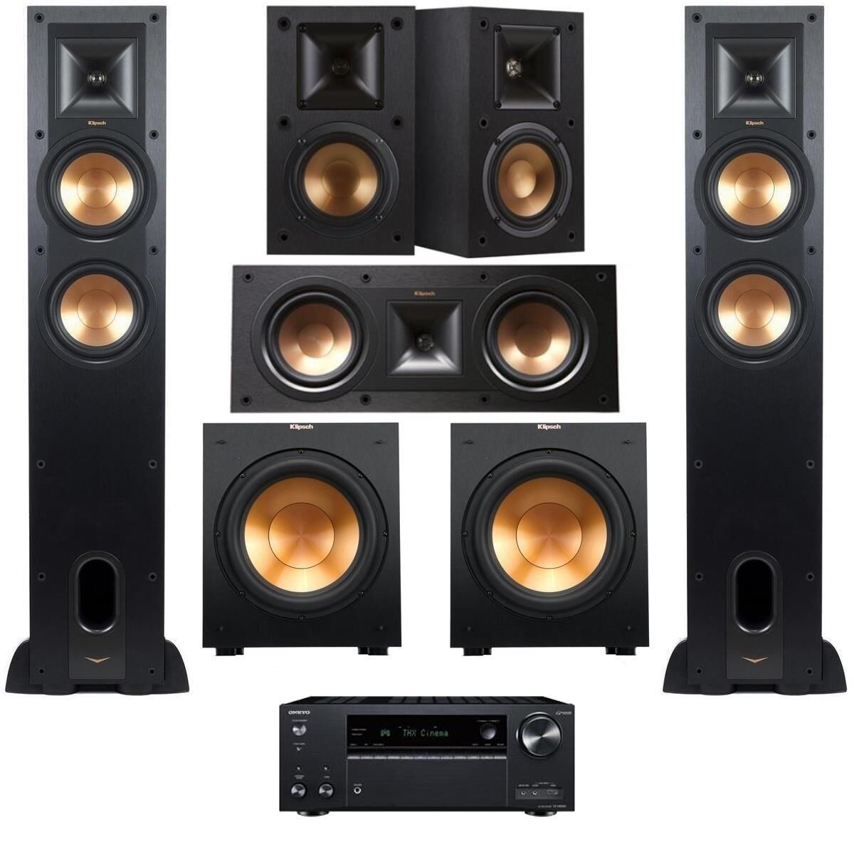 Klipsch Reference 5.2 Home Theater System with TX-NR696 7.2 Receiver, Black