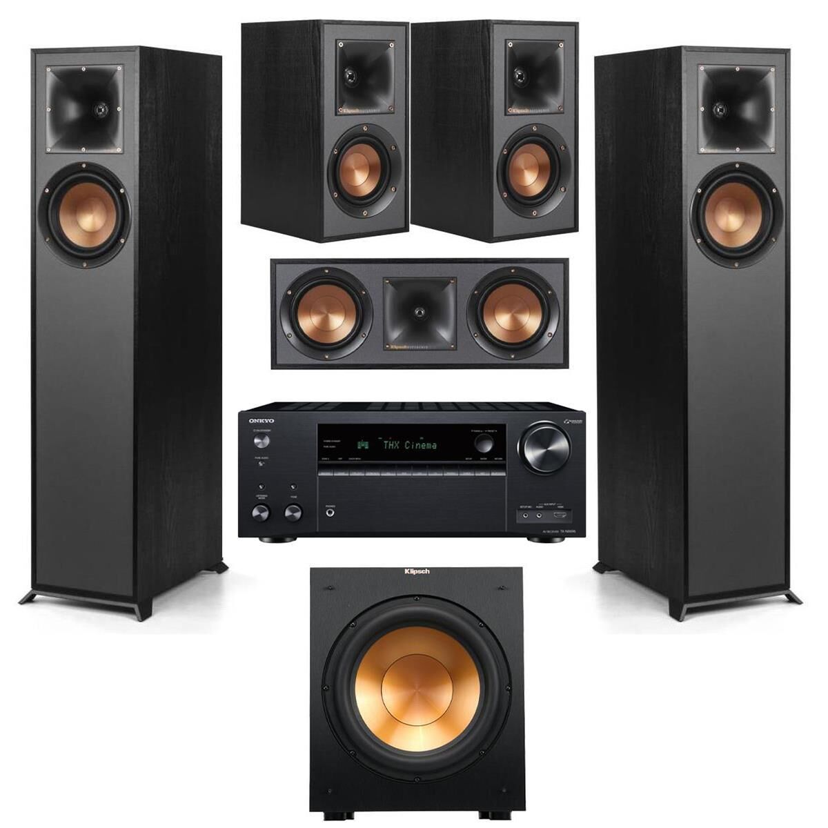Klipsch Reference R-610F 5.1 Home Theater System with Onkyo TX-NR696 7.2-Channel