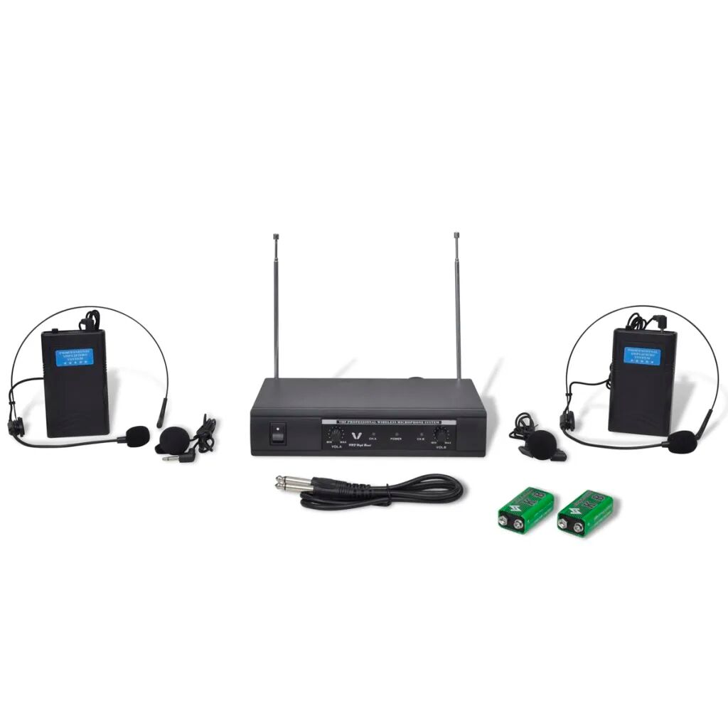 vidaXL Modtager med 2 trådløse hovedtelefoner VHF