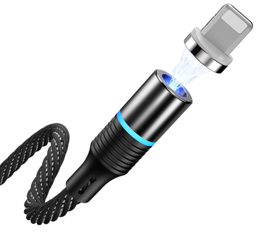 Apple Magnetisk Usb Lightning Kabel - Quick Charge 3a - 2 M - Sort