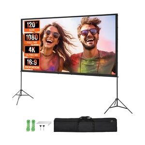 VEVOR Projektion Beamer Leinwand mit Ständer 120 Zoll HD 4K Outdoor Indoor Projektor Screen Schnelles Klappbare Tragbare Filmleinwand 16: 9 für Heimkino, Camping und Freizeitveranstaltungen Schwarz