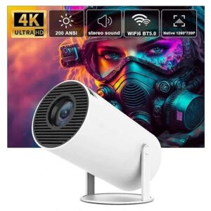 No brand 4k HD-projektor HY300 Android 11 hjemmebiograf udendørs bærbar projektor Dual Wifi6 200 Bt5.0 1080p 1280*720p