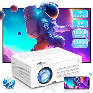 Vidéoprojecteur WiFi Bluetooth 1080P Projecteur Portable Soutien, 7500 LM  Projecteur Home Cinéma 100 000 Heures Mini Projecteur sans Fil 300 avec