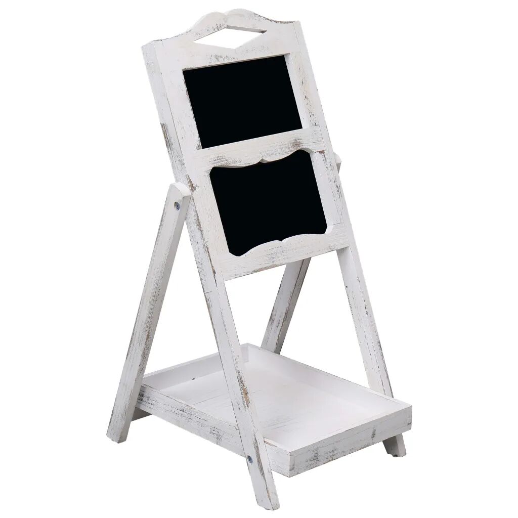 vidaXL Expositor/suporte de quadro negro 33x39x75 cm madeira branco