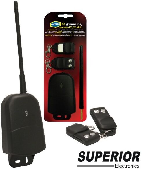 Superior Kit Outdoor Recetor+2 Comandos Rf 433.92mhz