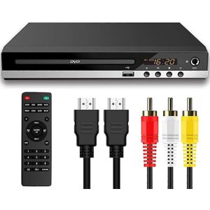 Dvd-afspiller til tv med hdmi, dvd-afspiller, der afspiller alle regioner, cd-afspiller til stereoanlæg i hjemmet, hdmi & RCA-kabel medfølger