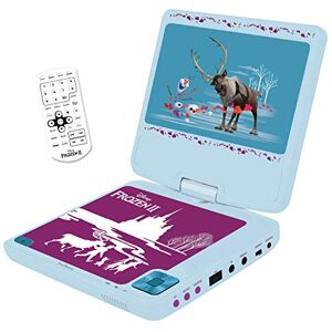 Lexibook Lecteur DVD Portable Disney, Reine des neiges, secteur ou piles, prise écouteurs, entrée line-in, bleu ciel - Publicité