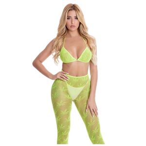 Pink Lipstick Lingerie All About Leaf Bra Set Green One Size Plus (44-50)