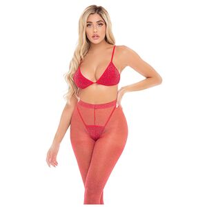 Pink Lipstick Lingerie Tall Order 3Pc Legging Set Red One Size