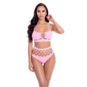 Pink Lipstick Lingerie Neon Dreams 2Pc Bra Set Pink One Size (34-42)