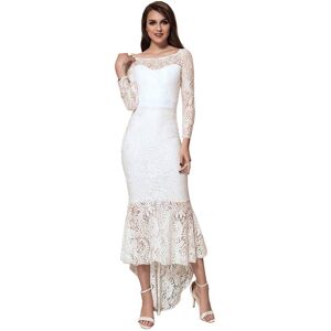 Ohyeah Elegant Lace Hi-low White Evening Dress M