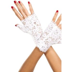 Gants blancs doigts ouverts dentelle florale Blanc