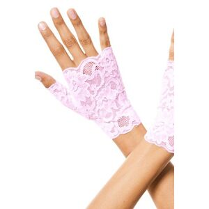 Gants roses doigts ouverts dentelle florale Rose