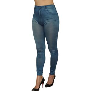 Fashion Diffusion Legging bleu style jean moulant avec impressions sur poches