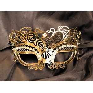 Masque vénitien Giulia rigide doré avec strass - HMJ-035B Gold / Or