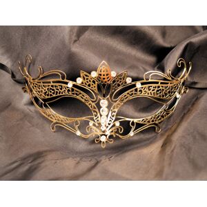 Masque vénitien Asia rigide doré avec strass - HMJ-028B Gold / Or