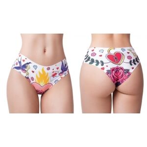 Mememe Culotte Invisible Love Old School Blanche - Taille : XL - 42