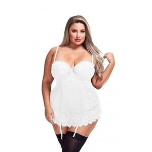 Baci Lingerie Corset porte-jarretelles dentelle florale blanc GT - Taille : XL/2XL