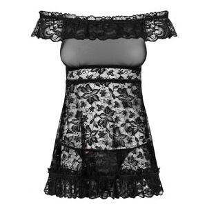 Obsessive Nuisette Flores Noire - Taille : L/XL - 40/42