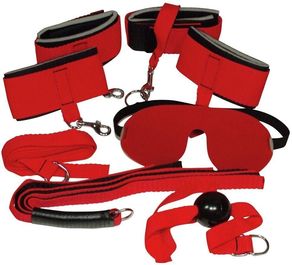 Bad Kitty Kit Bondage Rouge et Noir 6 Pièces