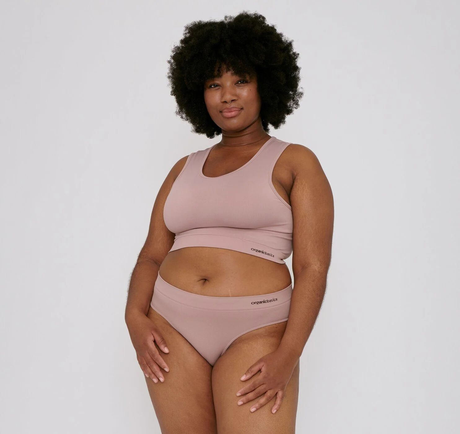 Organic Basics Women's Active Thong - Recycled Nylon, Dusty Rose / XL-XXL