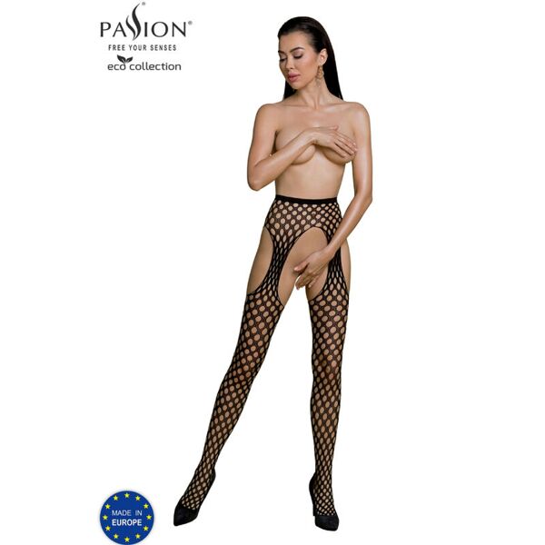 passion woman garter & stock passion - collezione eco bodystocking eco s003 nero