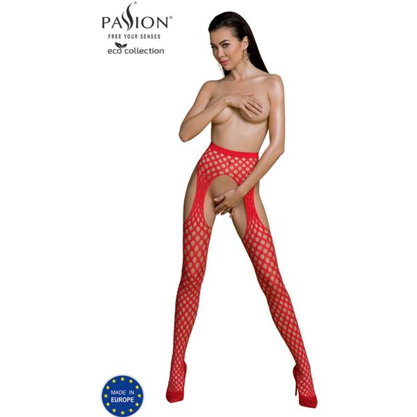 passion woman garter & stock passion - collezione eco bodystocking eco s003 rosso