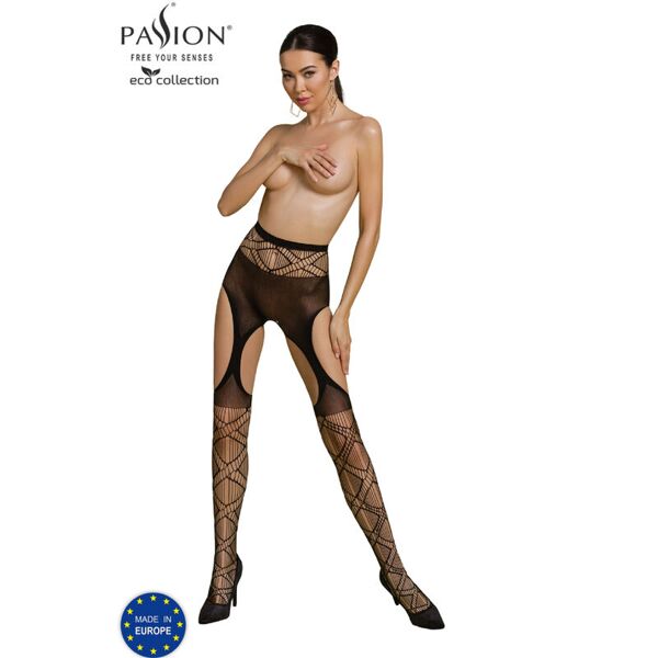 passion woman garter & stock passion - collezione eco bodystocking eco s005 nero