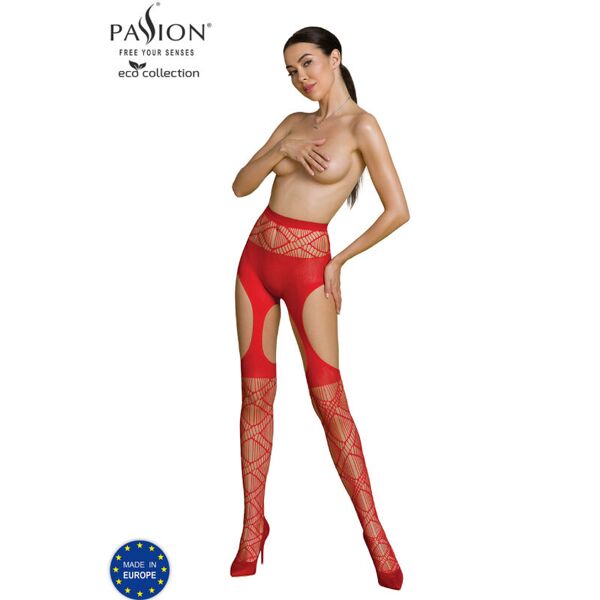 passion woman garter & stock passion - collezione eco bodystocking eco s005 rosso