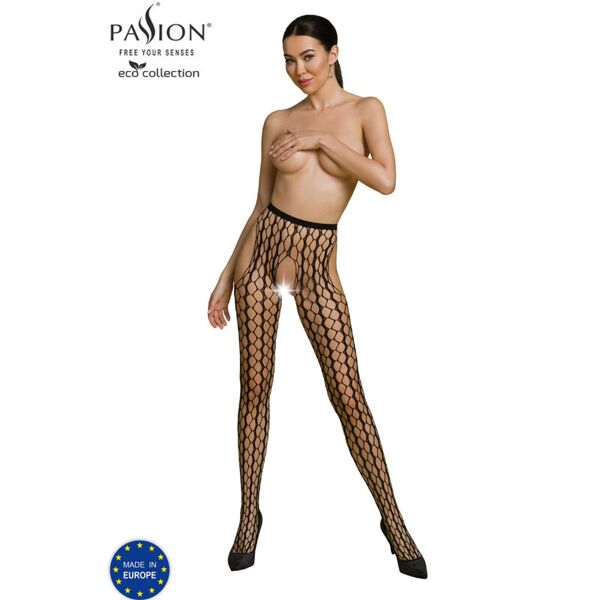 passion woman garter & stock passion - collezione eco bodystocking eco s007 nero