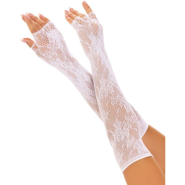 leg avenue hosiery leg avenue - guanti senza dita in rete floreale bianco