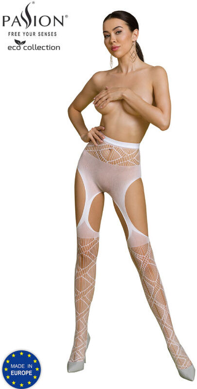 Passion Woman Garter & Stock Passion - Collezione Eco Bodystocking Eco S005 Bianco