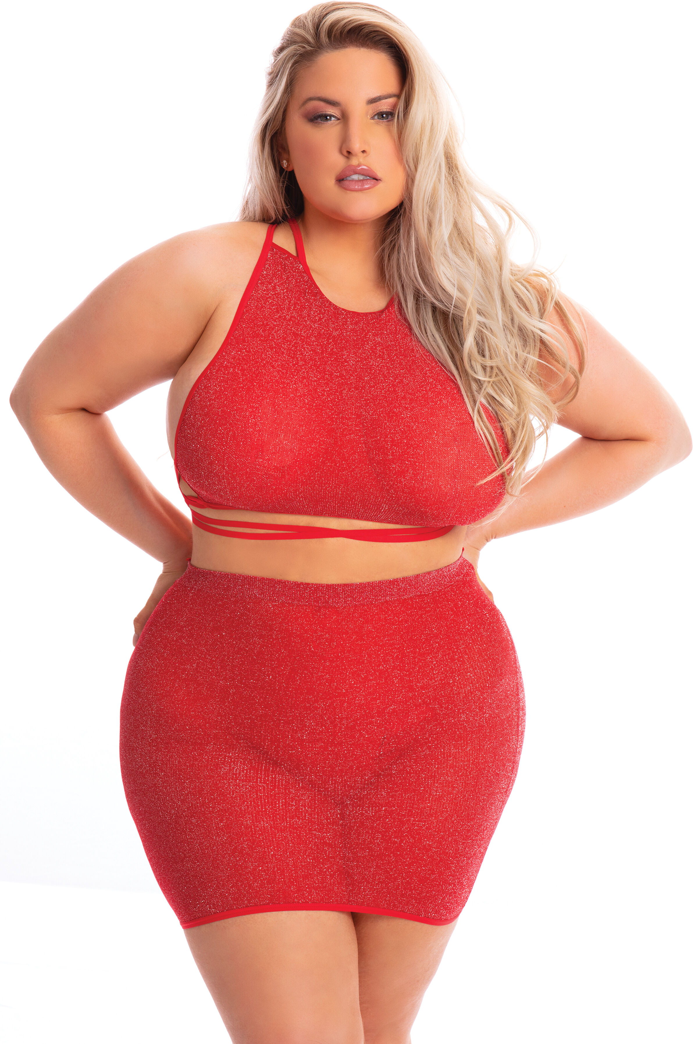 Pink Lipstick Crop topje en rokje Midnight Sun van Pink Lipstick Plus Size