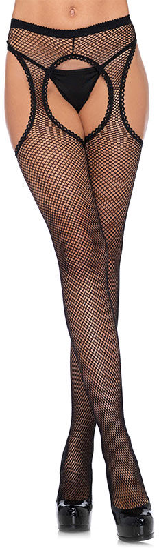 Leg Avenue - Scalloped Fishnet Suspender Strømpebukse - One Size