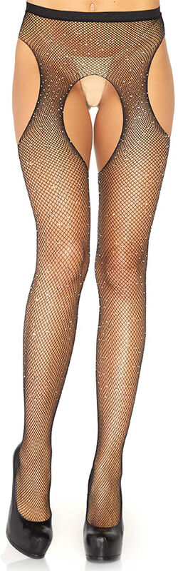 Leg Avenue - Crystalized Fishnet Suspender Strømper - 1x/2x