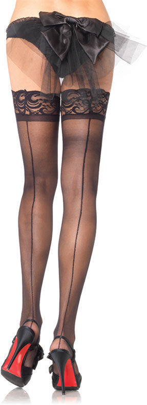 Leg Avenue - Sheer Stay Up Backseam Strømper - One Size