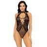 Leg Avenue Bodysuit z Koronką i Siatką - Czarny