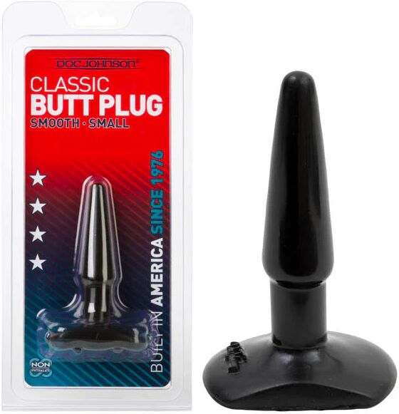 Doc Johnson Classic Butt Plug - Black 11.5 cm (4.5") Small Smooth Butt Plug