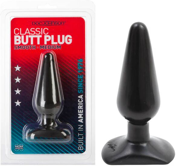 Doc Johnson 14 Cm Classic Black Medium Smooth Butt Plug