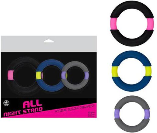 Excellent Power All Night Stand Coloured Cock Rings Set Of 3 Sizes