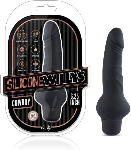 Blush Silicone Willys Cowboy - Black 15.9 cm (6.25") Vibrating Dong