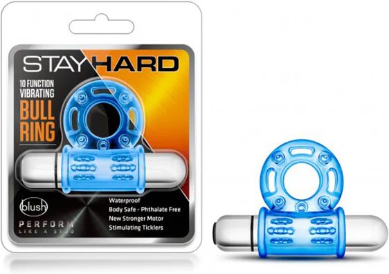 Performance Stay Hard 10 Function Vibrating Bull Ring Blue