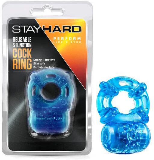 Blush Novelties Stay Hard Reusable 5 Function Vibrating Cockring